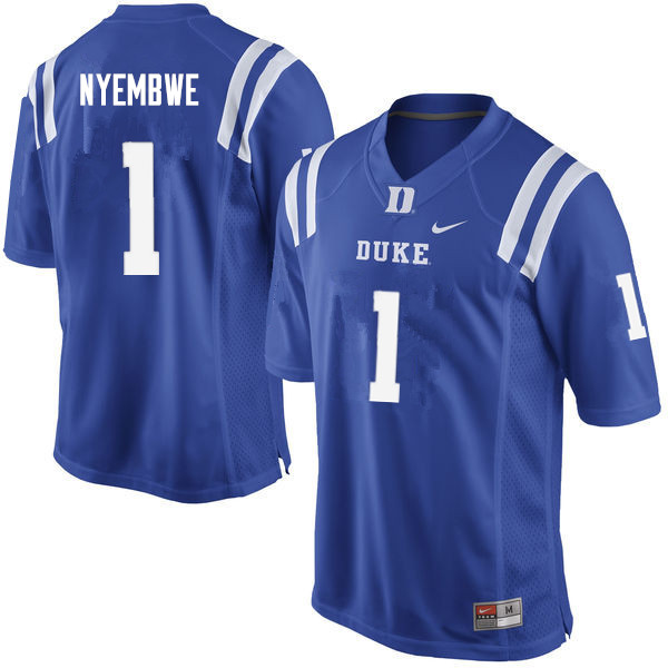 Men #1 Axel Nyembwe Duke Blue Devils College Football Jerseys Sale-Blue